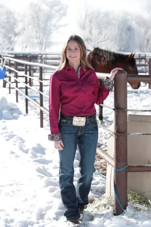 Women's Cinch MSW9165041 Burgundy Solid Button Down Western Shirt