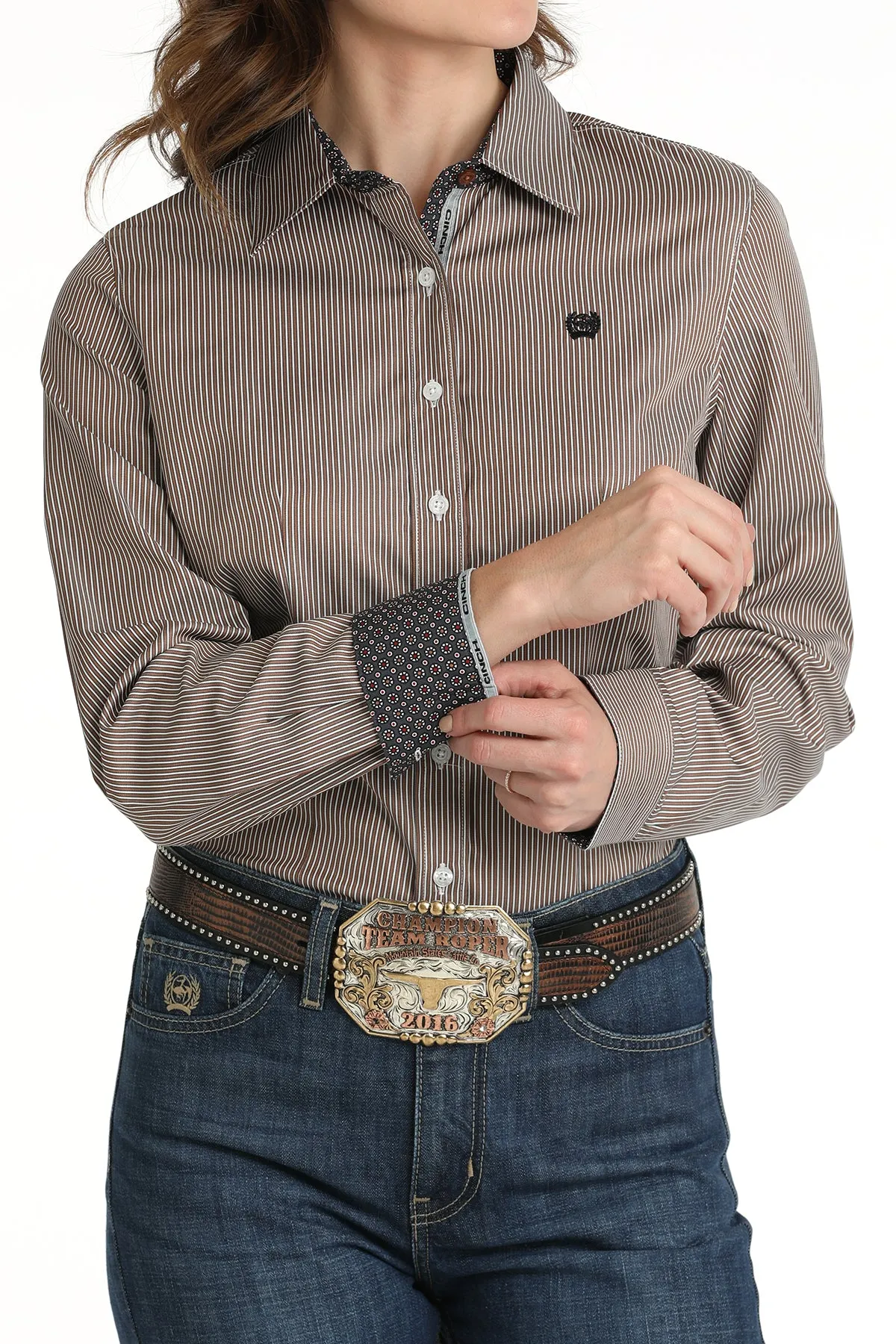 Women's Cinch MSW9165058 Navy Print Button Down Western Shirt