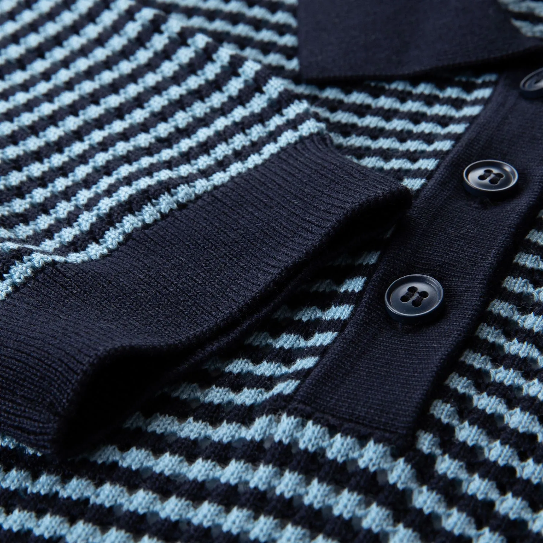 Womens Textured Knit Polo Navy - SS23