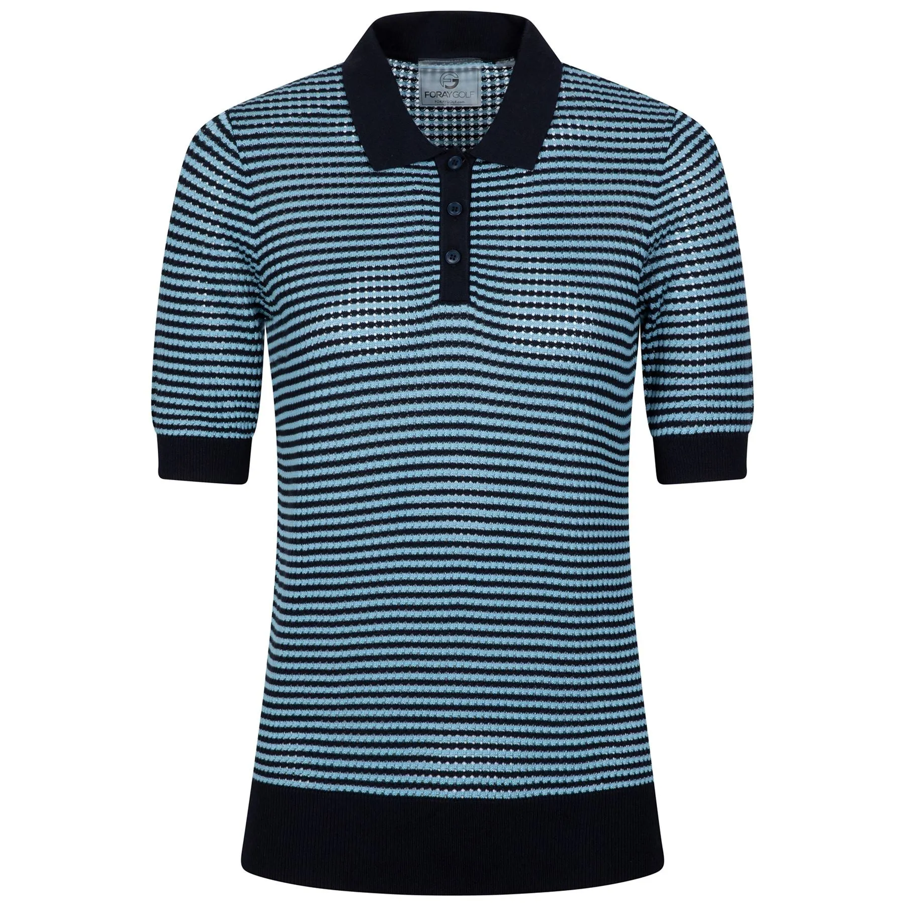 Womens Textured Knit Polo Navy - SS23