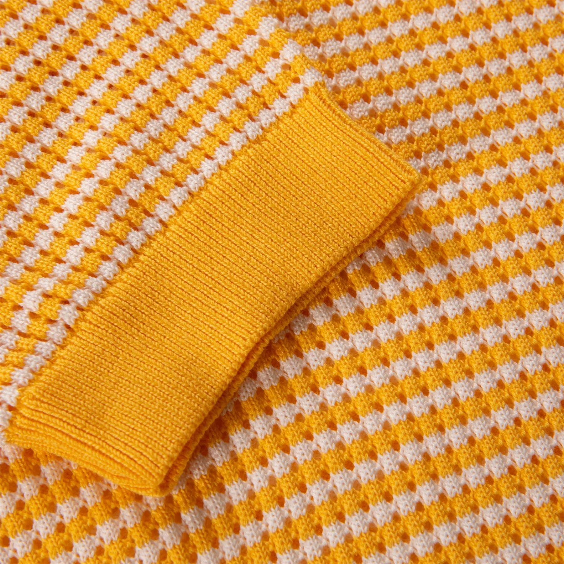 Womens Textured Knit Polo Yellow - SS23