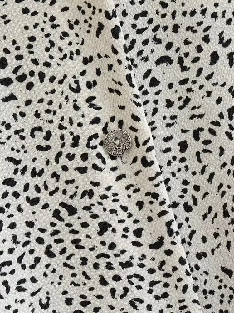 xakxx - New women's  animal print shirt midi skirt high waist skirt double front design with metal buckle