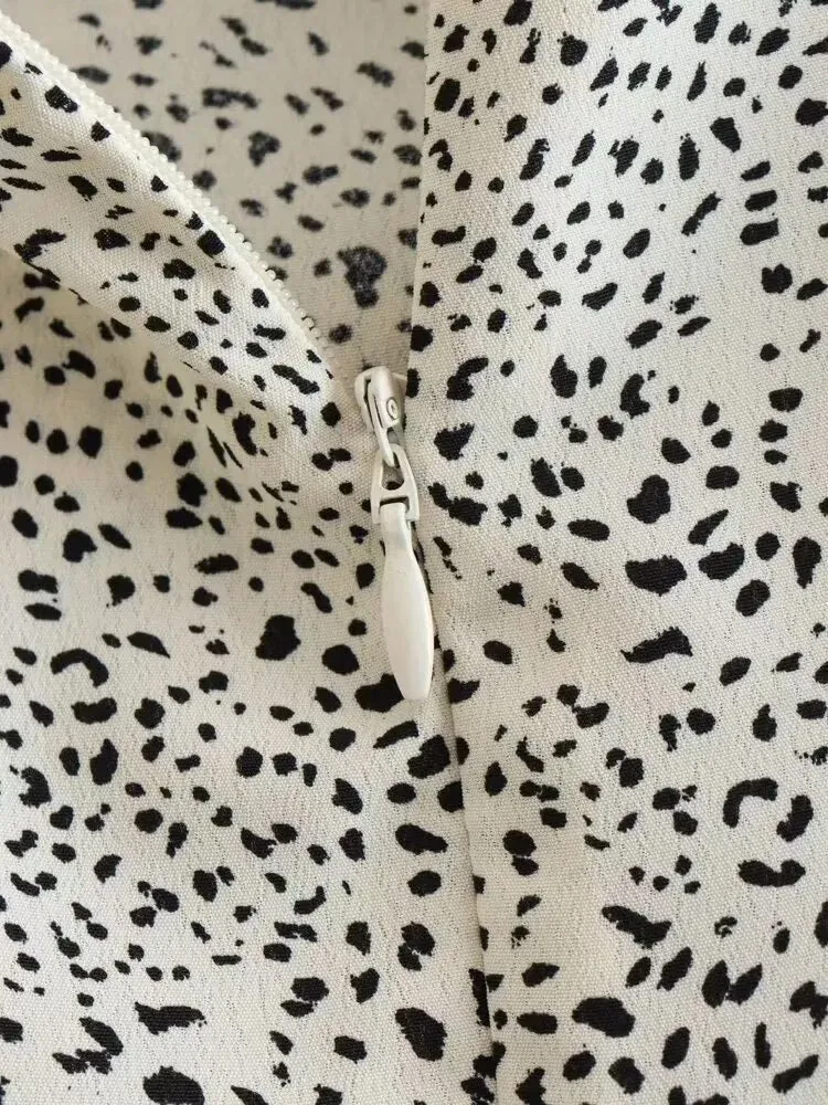 xakxx - New women's  animal print shirt midi skirt high waist skirt double front design with metal buckle