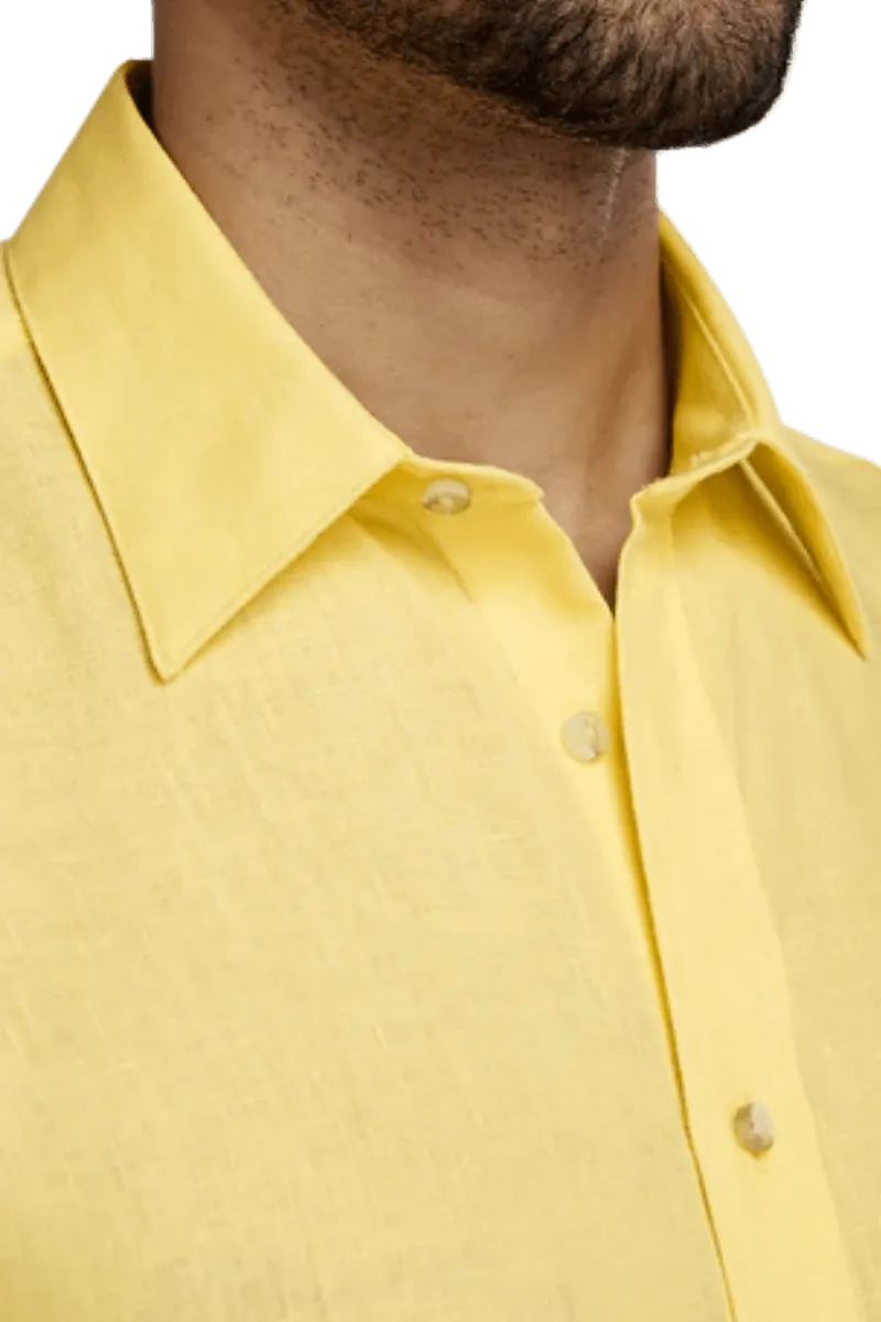 Yellow Linen Classic Solid Shirt