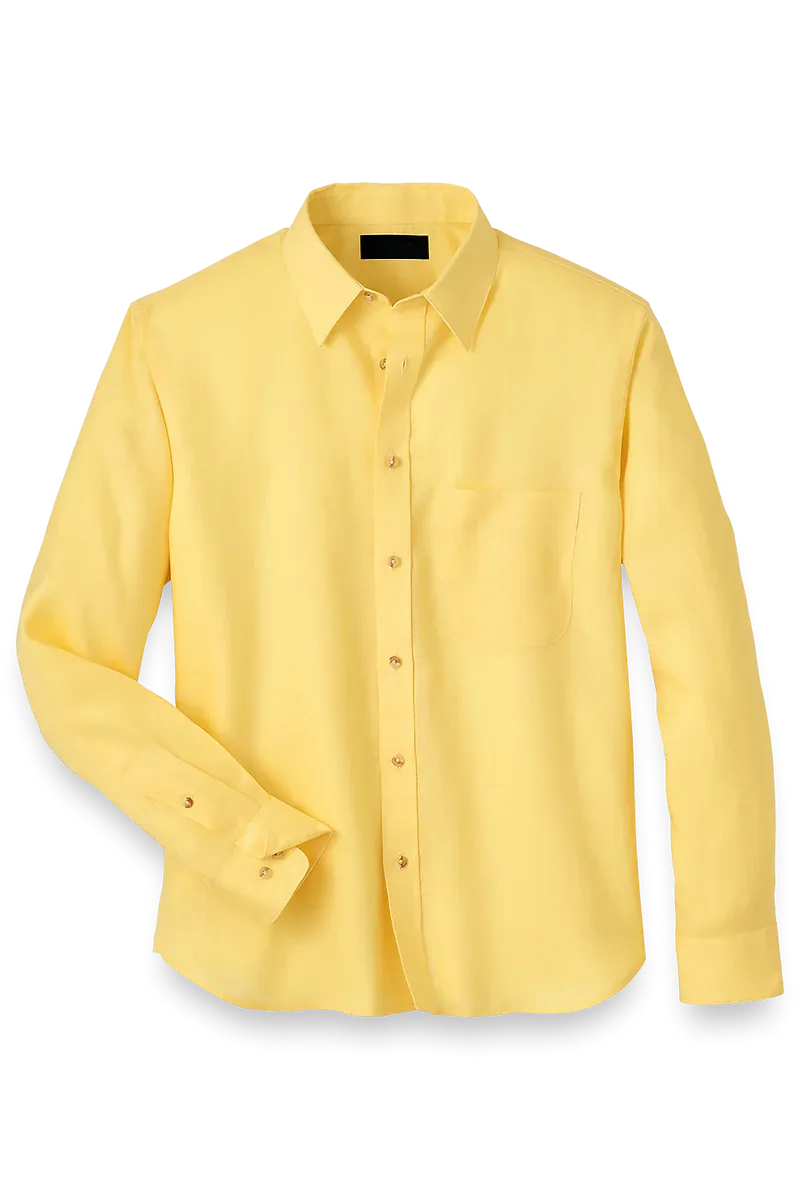 Yellow Linen Classic Solid Shirt