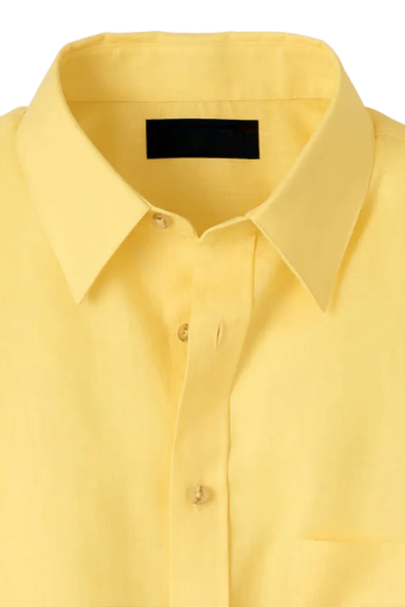 Yellow Linen Classic Solid Shirt
